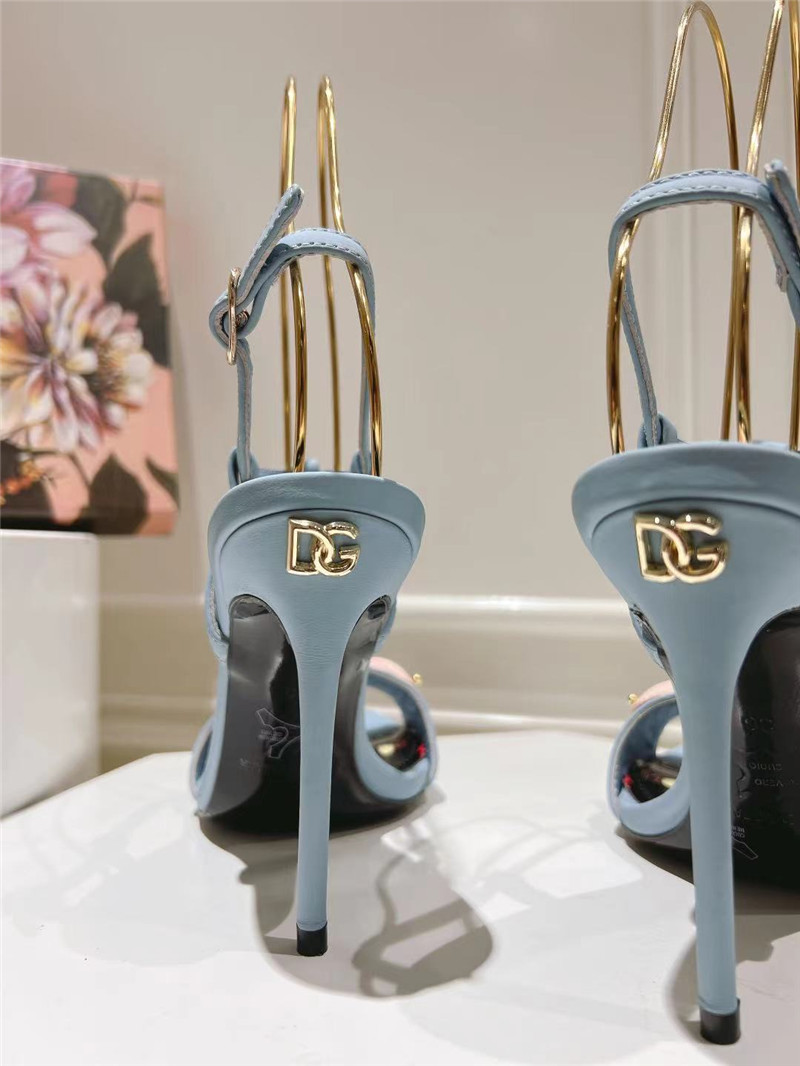 Dolce & Gabbana Capri Embellished Leather Sandals in Blue