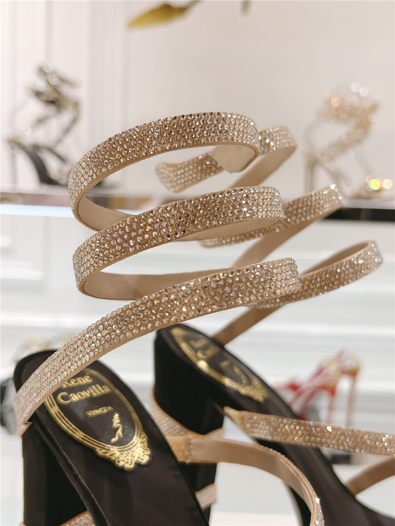 René Caovilla Margot Black and Gold Platform Sandals