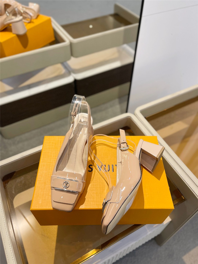 l0vis Vvtt0n orange patent leather shake slingback pumps
