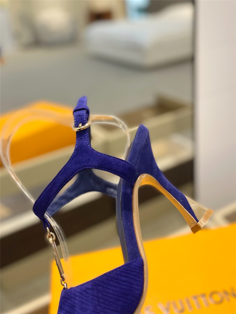 l0vis Vvtt0n blue satin chain sparkle heels sandals