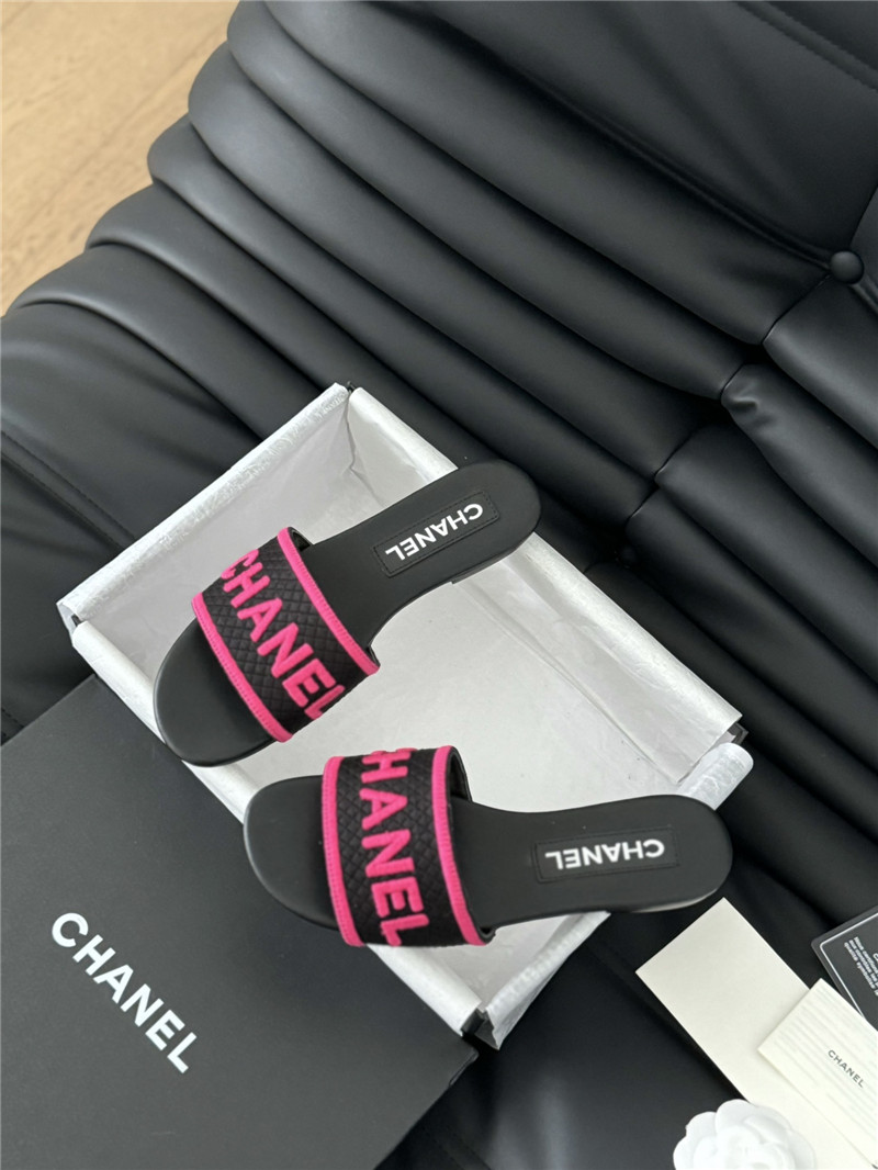 Ch**el woven embroidered logo letter slippers