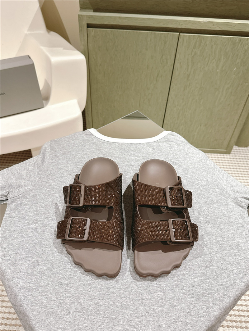 Ba1en*iaga rhinestone slippers brown