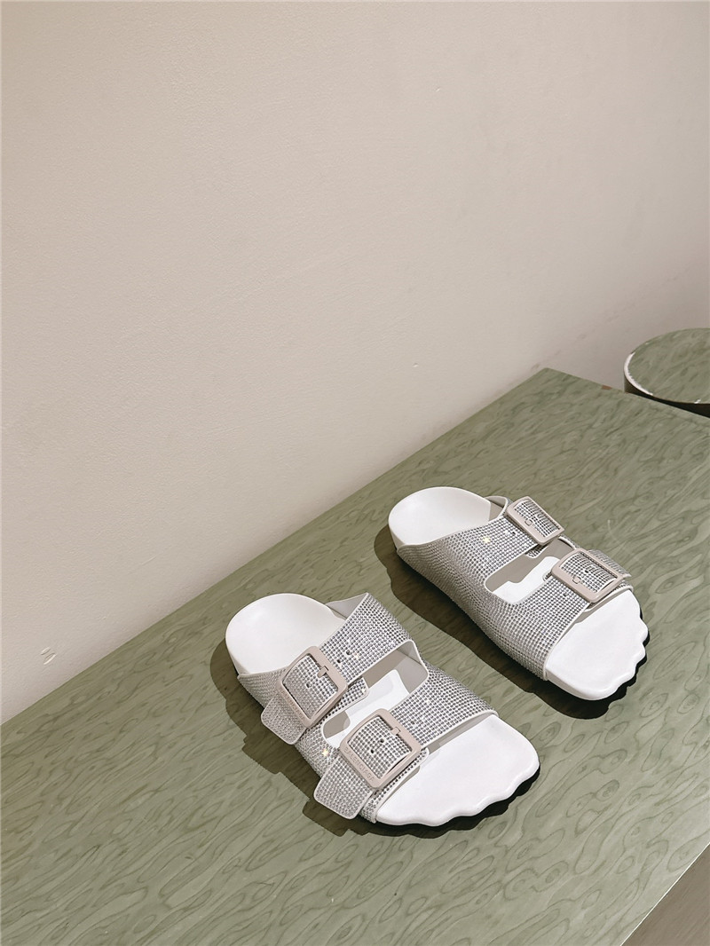 Ba1en*iaga rhinestone slippers silver