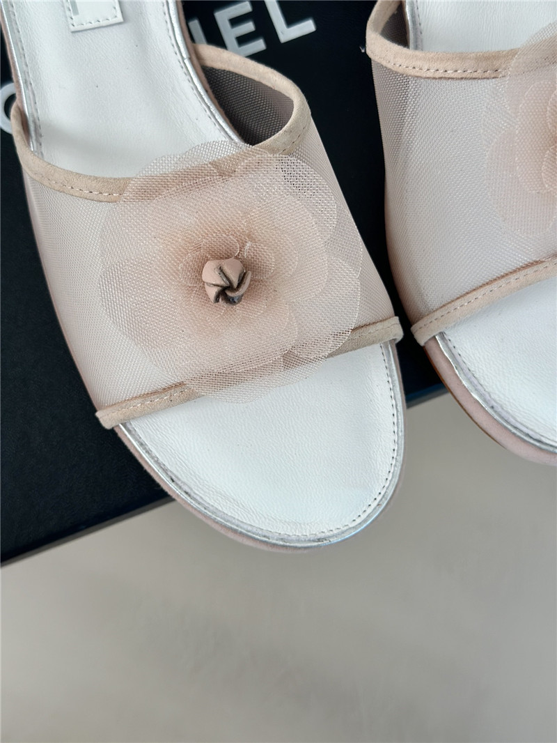 Ch**el pink camellia mesh flats