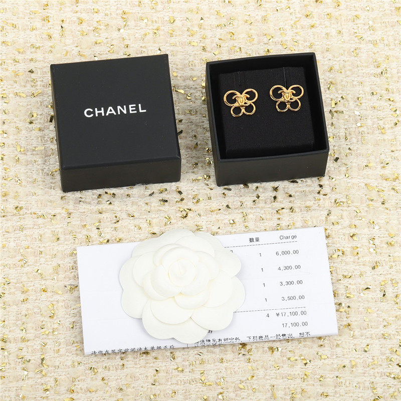 Ch**el butterfly double c earrings