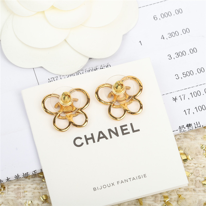 Ch**el butterfly double c earrings