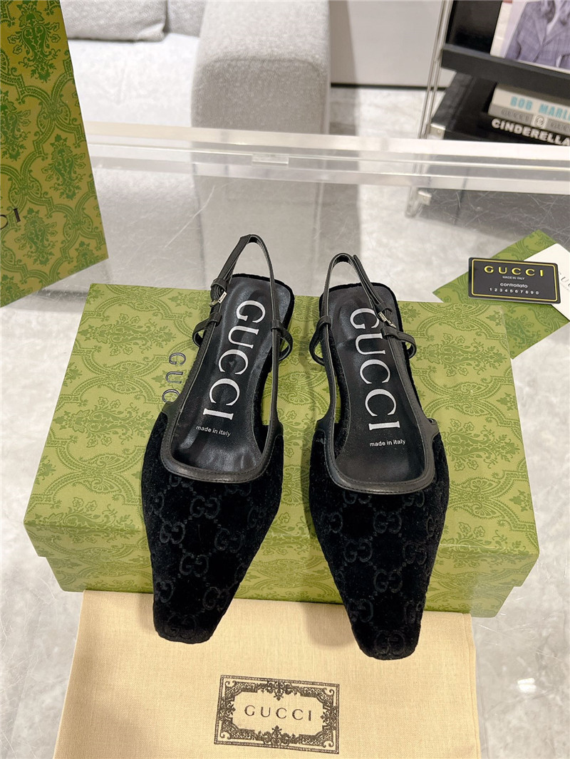 Gvc*1 gg-jacquard velvet slingback flats