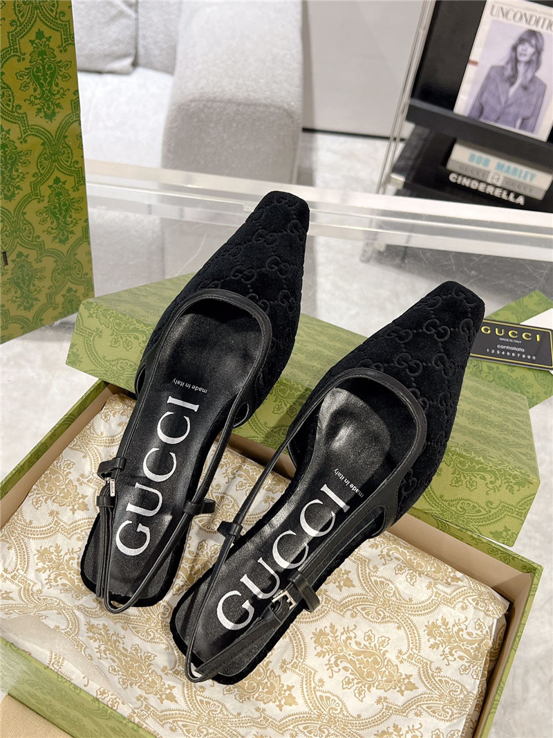 Gvc*1 gg-jacquard velvet slingback flats