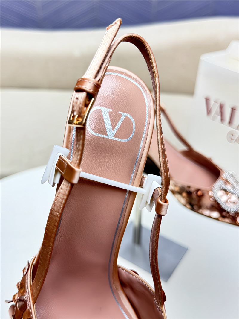 Va1e*ntin0 v logo buckle high heel sandals replica shoes