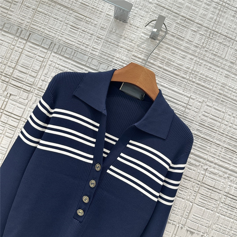 Gvc*1 ribbed viscose knitted polo collar top replica clothes