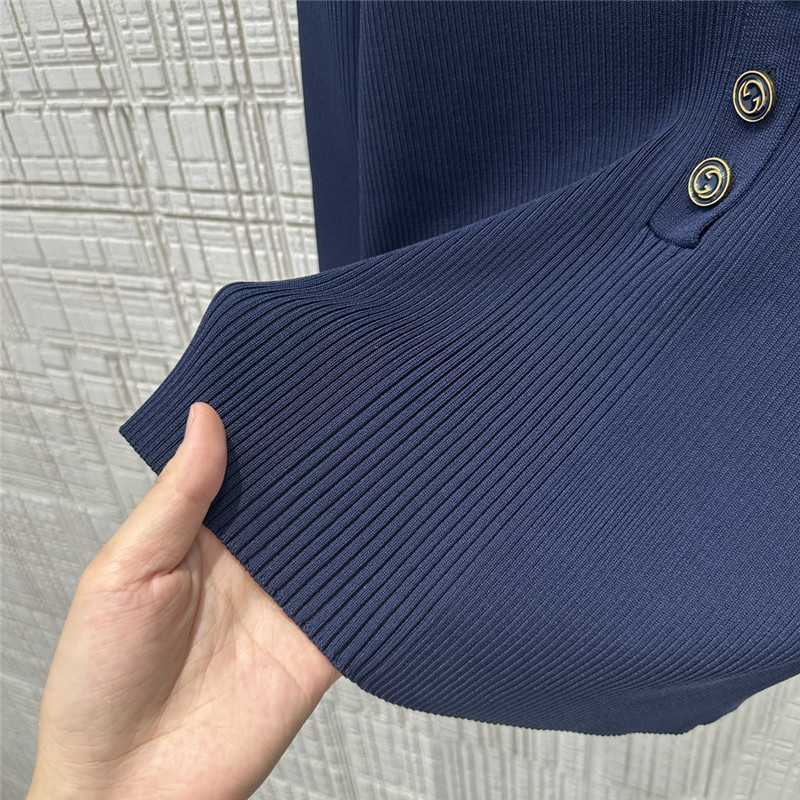 Gvc*1 ribbed viscose knitted polo collar top replica clothes