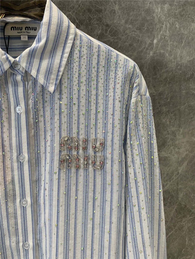 M1um1u letter striped long-sleeved shirt replica d&g clothing