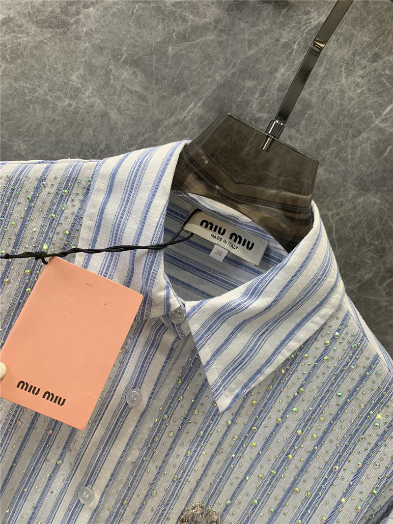 M1um1u letter striped long-sleeved shirt replica d&g clothing