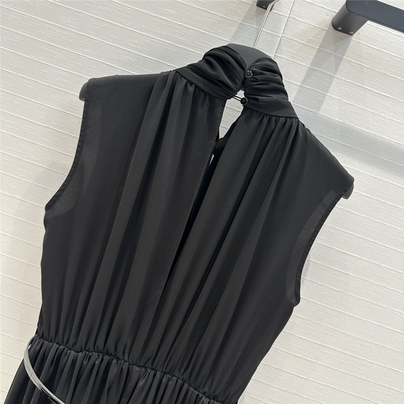 D10r twist pleated open collar dress replica clothes