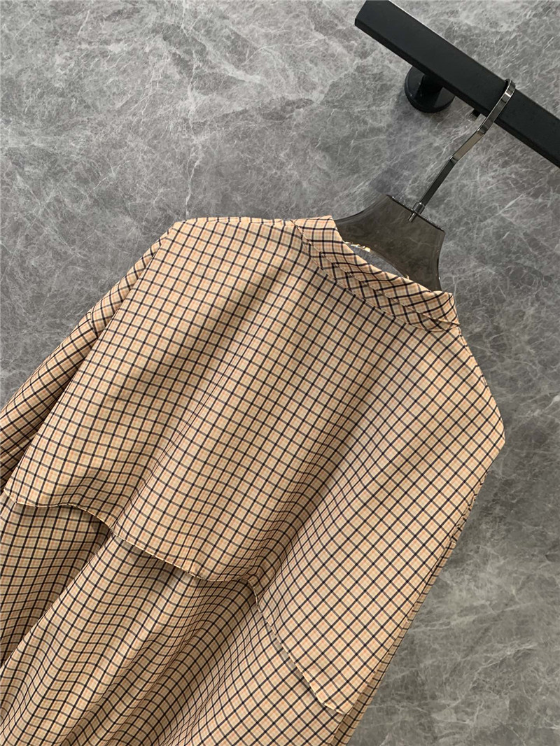 M1um1u contrast color plaid stand collar zipper jacket replicas clothes