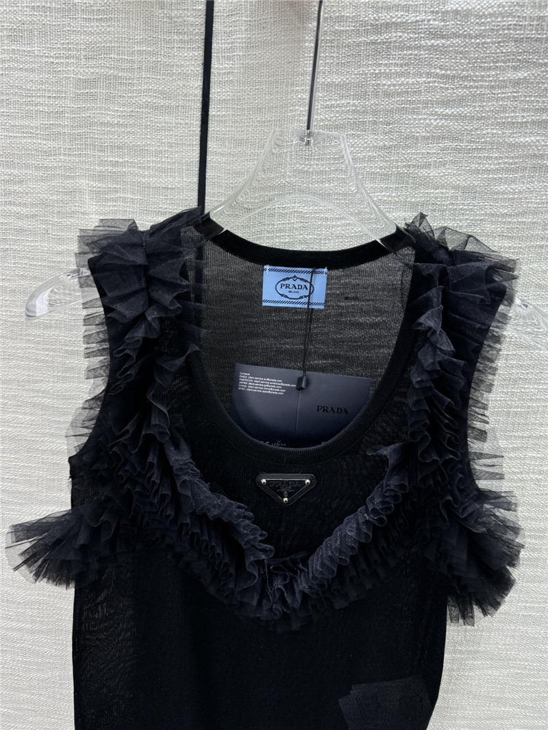 Pra*a mesh stitching see-through small vest replica d&g clothing