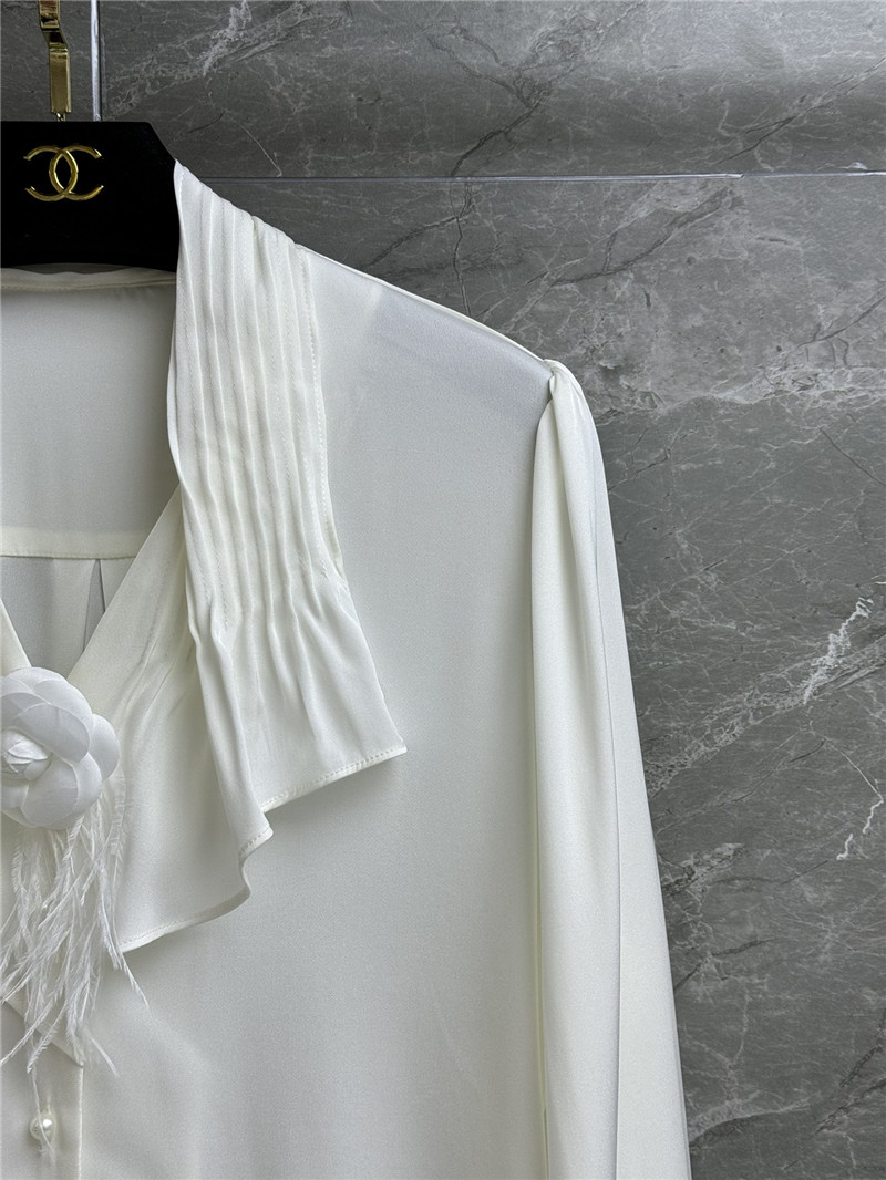 Ch**el white pussybow silk blouse
