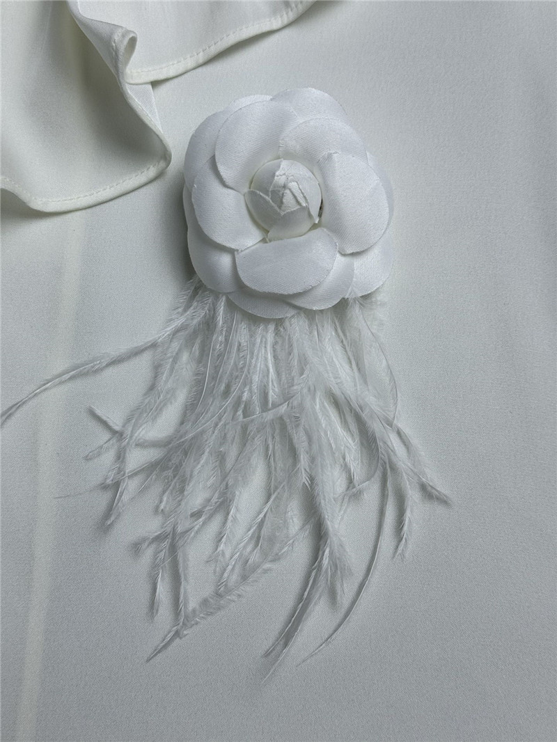 Ch**el white pussybow silk blouse