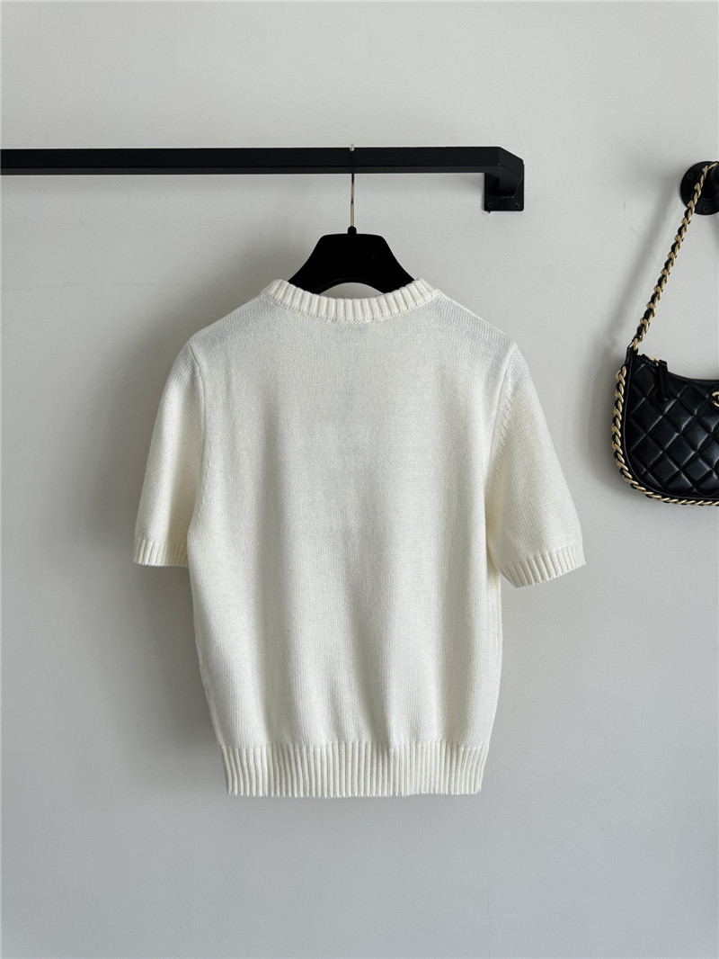 Ch**el logo jacquard knit t-shirt white