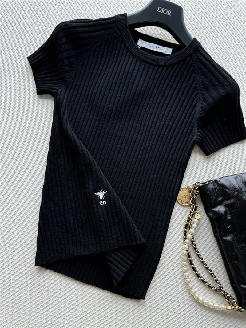 D10r knitted striped short-sleeved top replica designer clothes