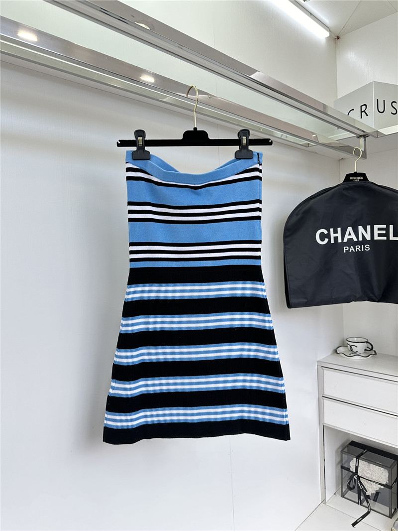 Ch**el striped contrast knitted tube top dress replica d&g clothing