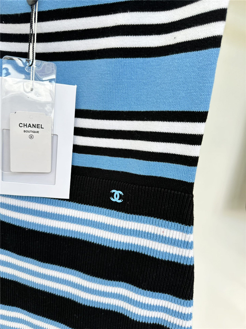 Ch**el striped contrast knitted tube top dress replica d&g clothing