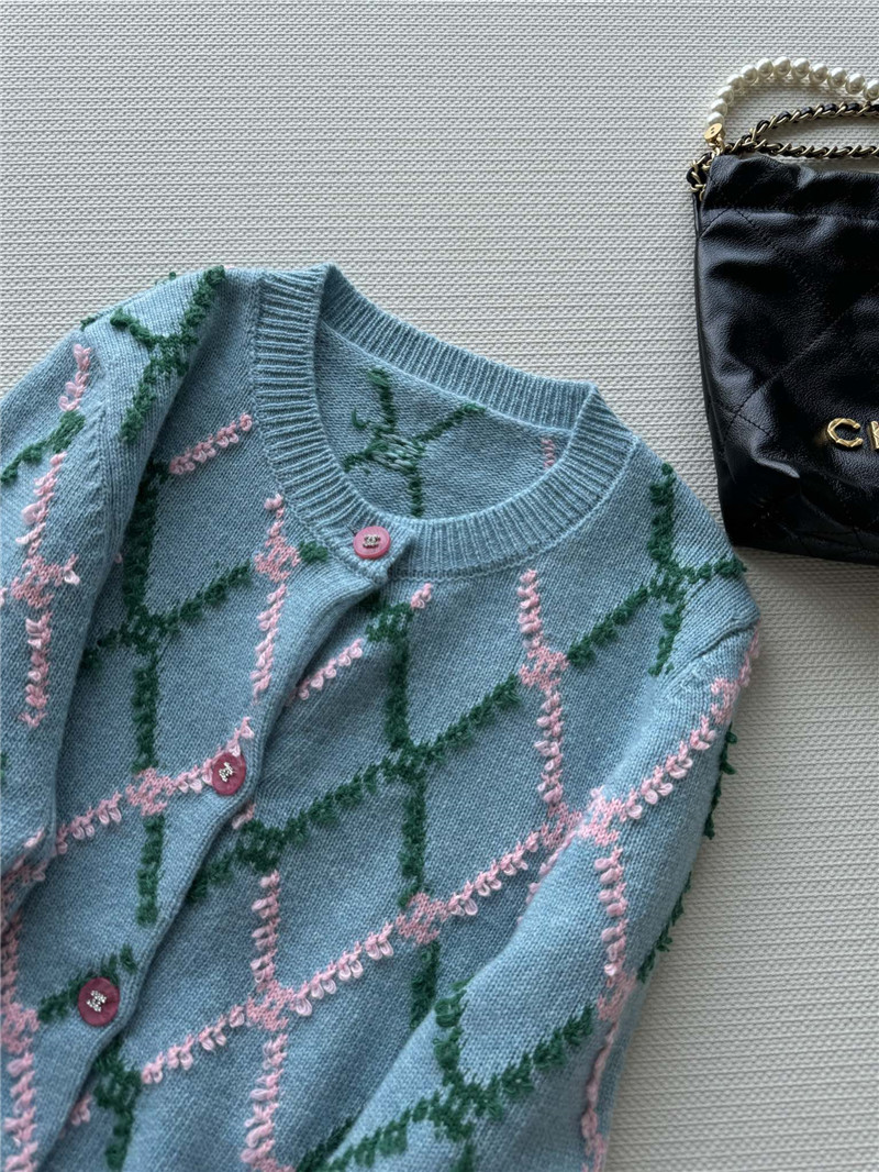 ch**el D1am0nd jacquard cardigan blue