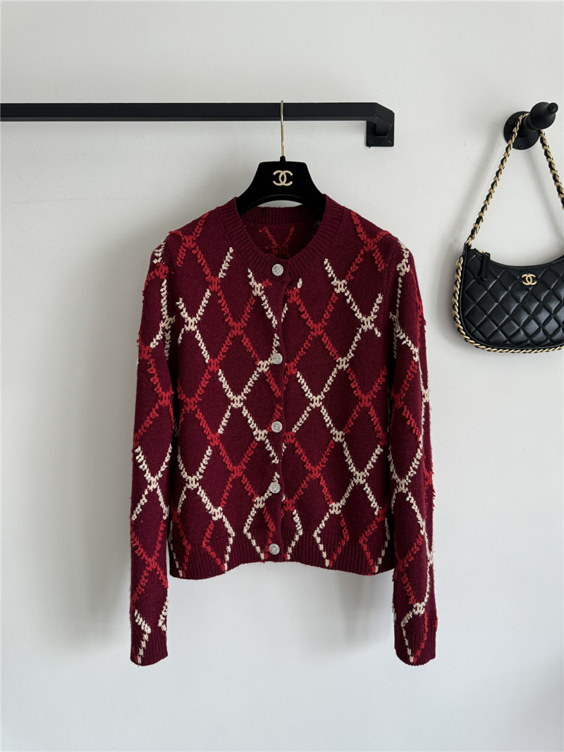 ch**el D1am0nd jacquard cardigan red