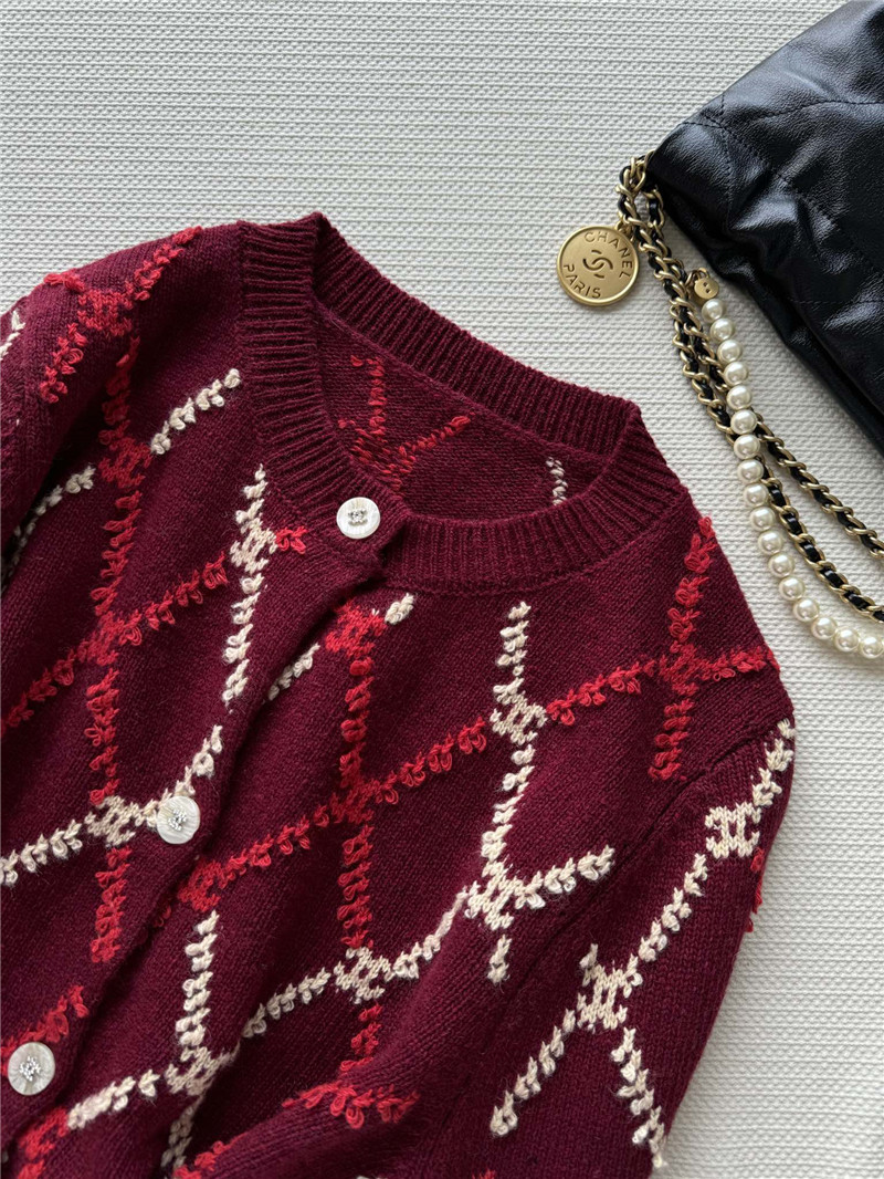 ch**el D1am0nd jacquard cardigan red