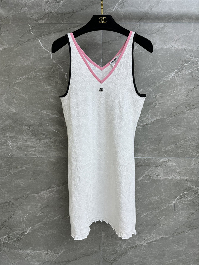 Ch**el v-neck colorblock vest dress cheap replica designer clothes