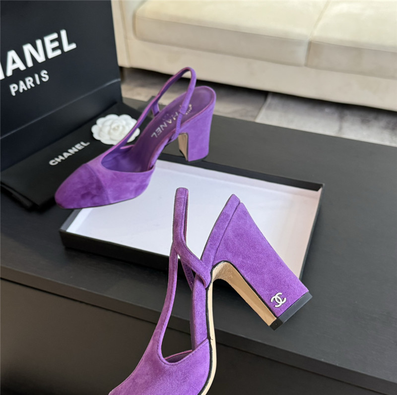 Ch**el slingback sandals in suede purple