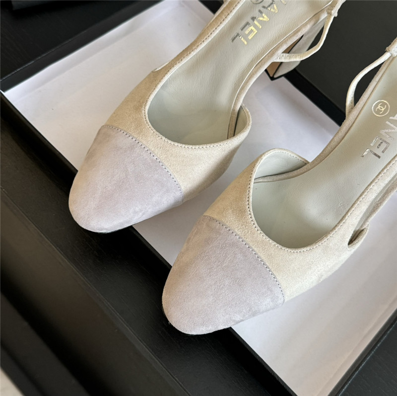 Ch**el slingback sandals in suede off white
