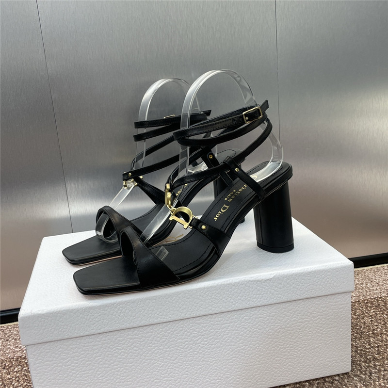 c’est D10r heeled sandal black calfskin