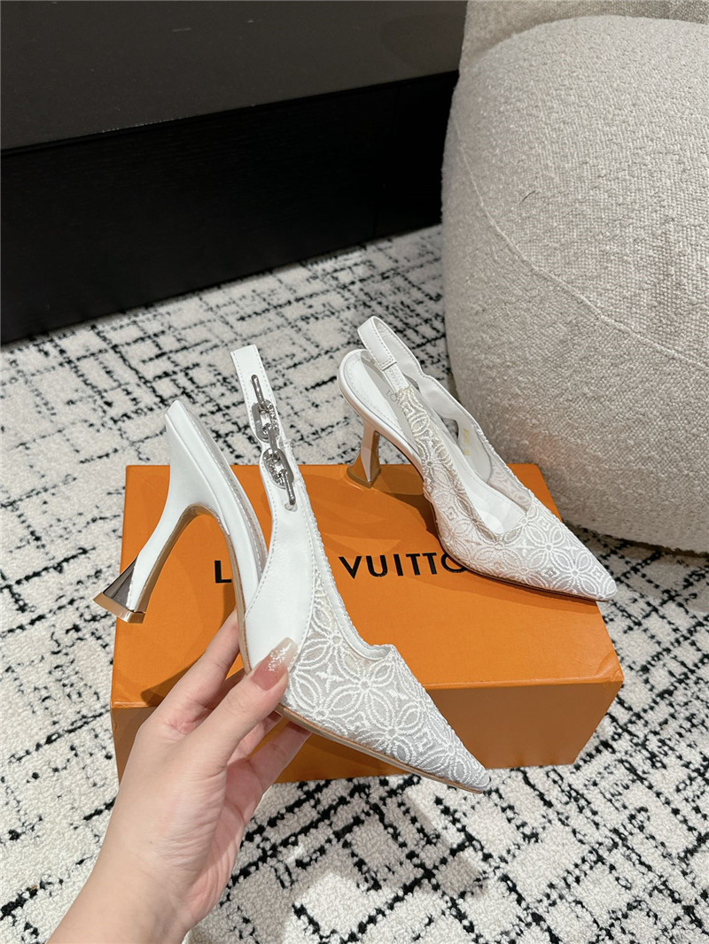 l0vis Vvtt0n sparkle slingback pump 65mm white lace