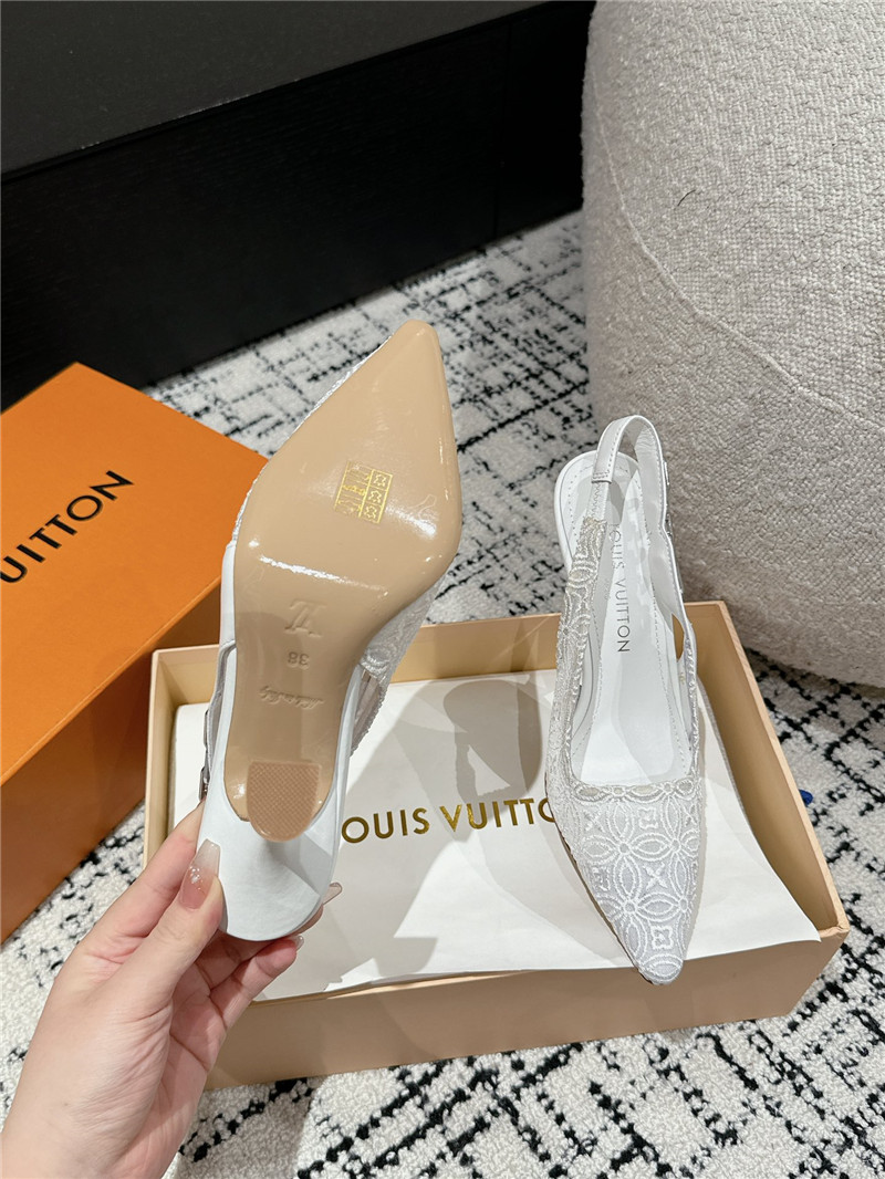 l0vis Vvtt0n sparkle slingback pump 65mm white lace