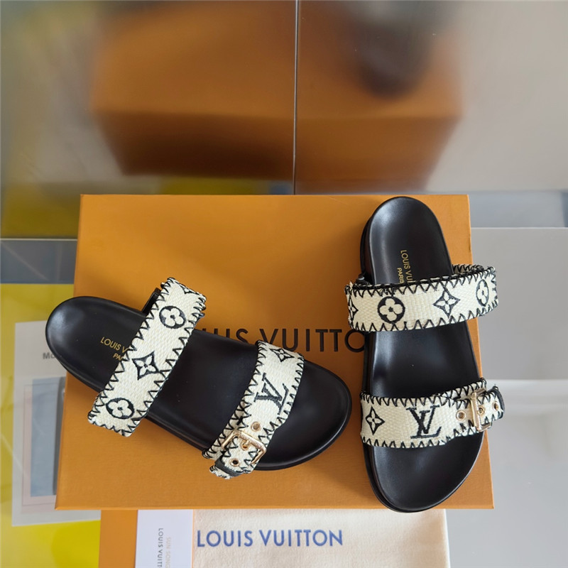 l0vis Vvtt0n bom dia flat comfort mule black raffia