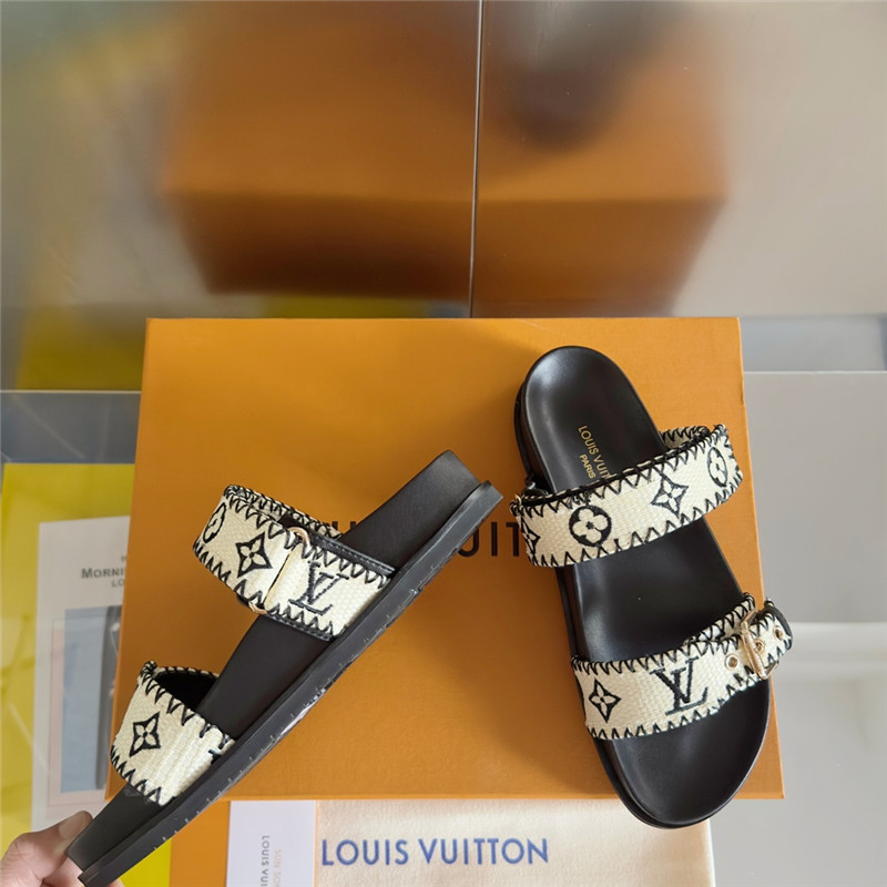 l0vis Vvtt0n bom dia flat comfort mule black raffia
