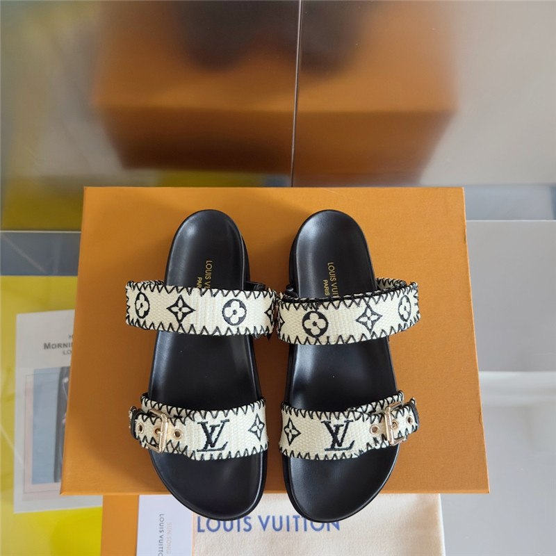 l0vis Vvtt0n bom dia flat comfort mule black raffia