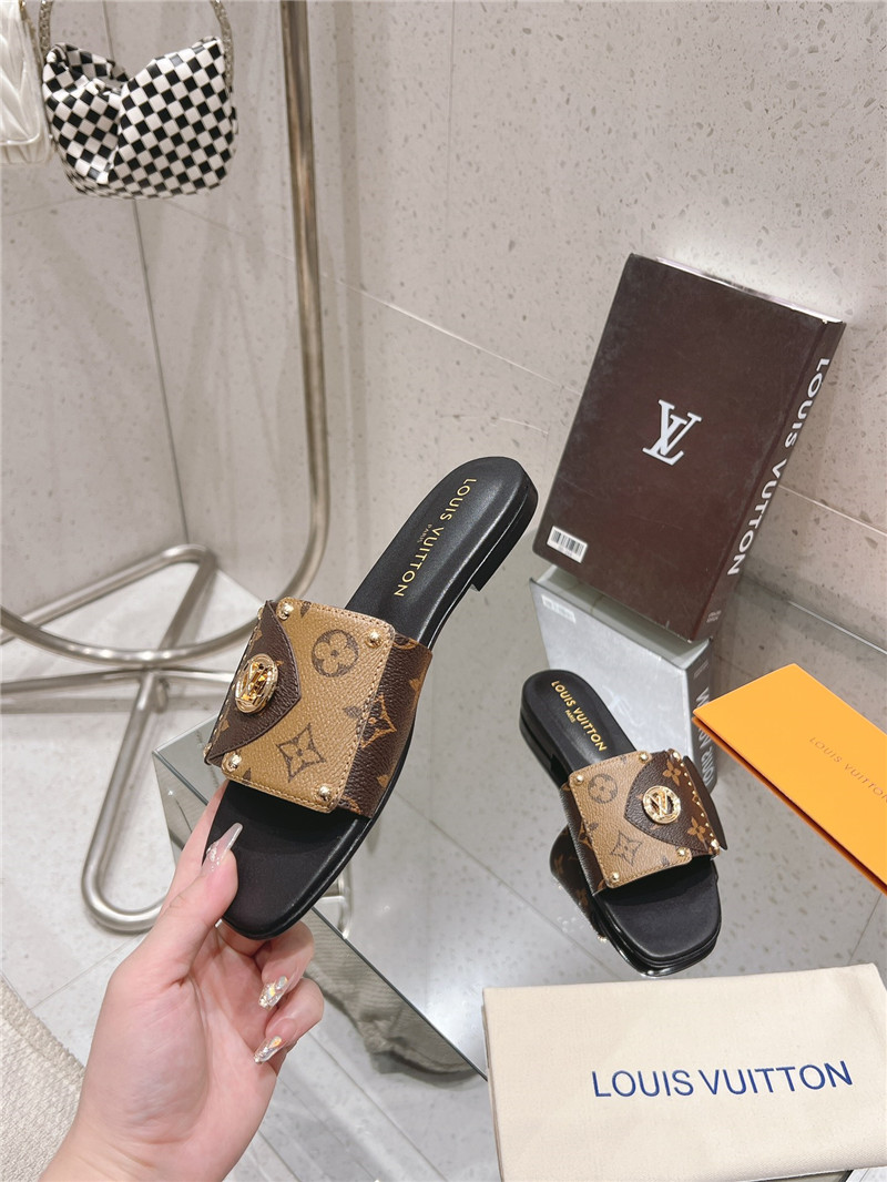 l0vis Vvtt0n lv frame flat mule cacao