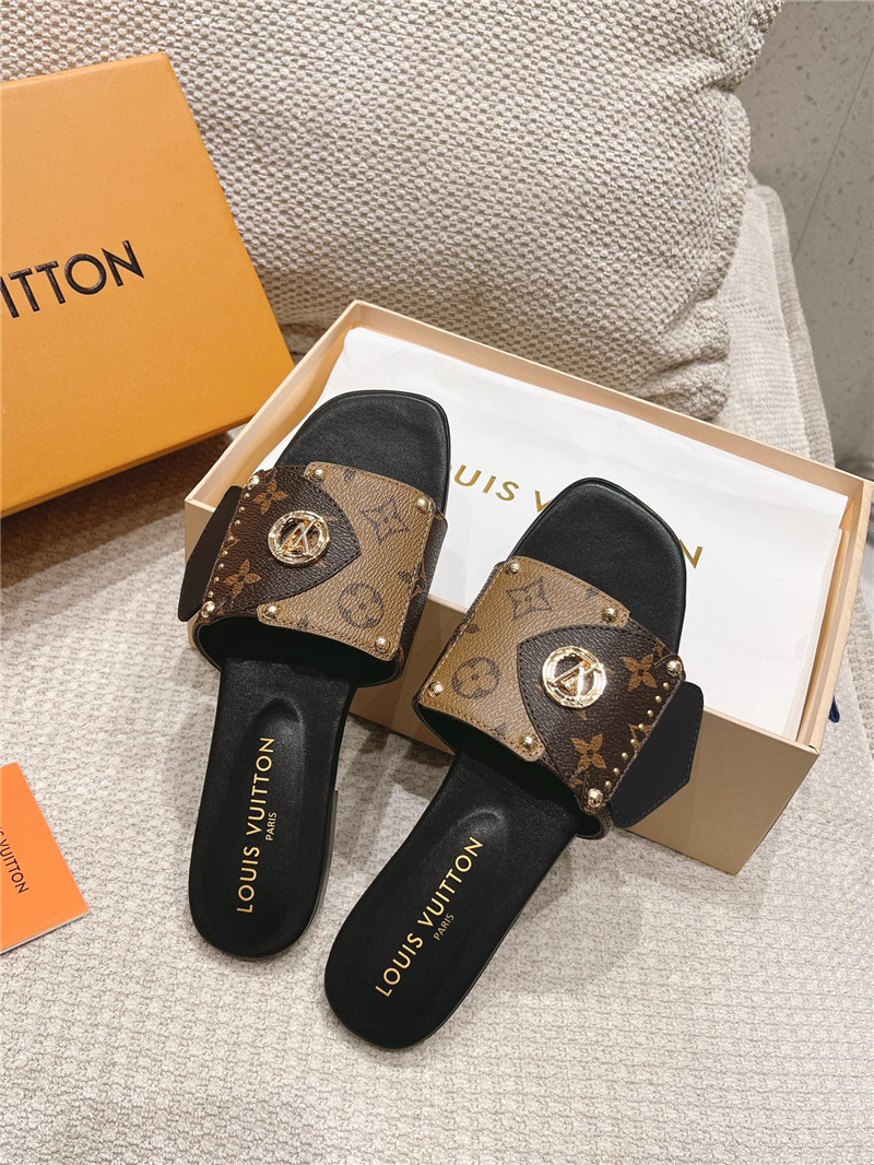 l0vis Vvtt0n lv frame flat mule cacao