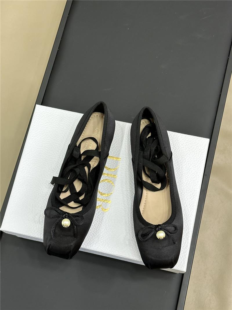 chr1st1an D10r d-joy black satin ballet flats