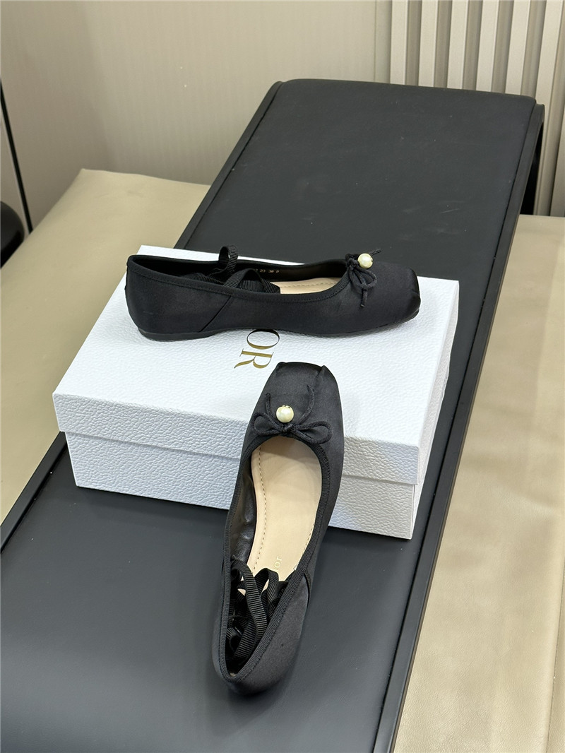chr1st1an D10r d-joy black satin ballet flats