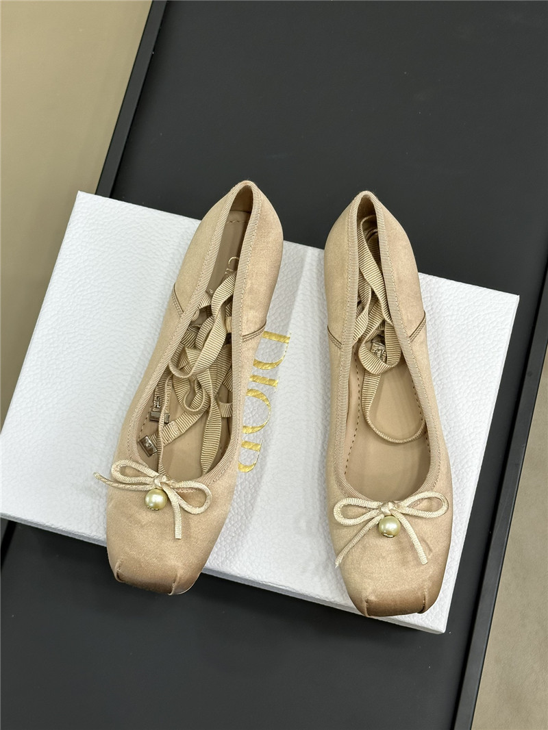 chr1st1an D10r d-joy beige satin ballet flats