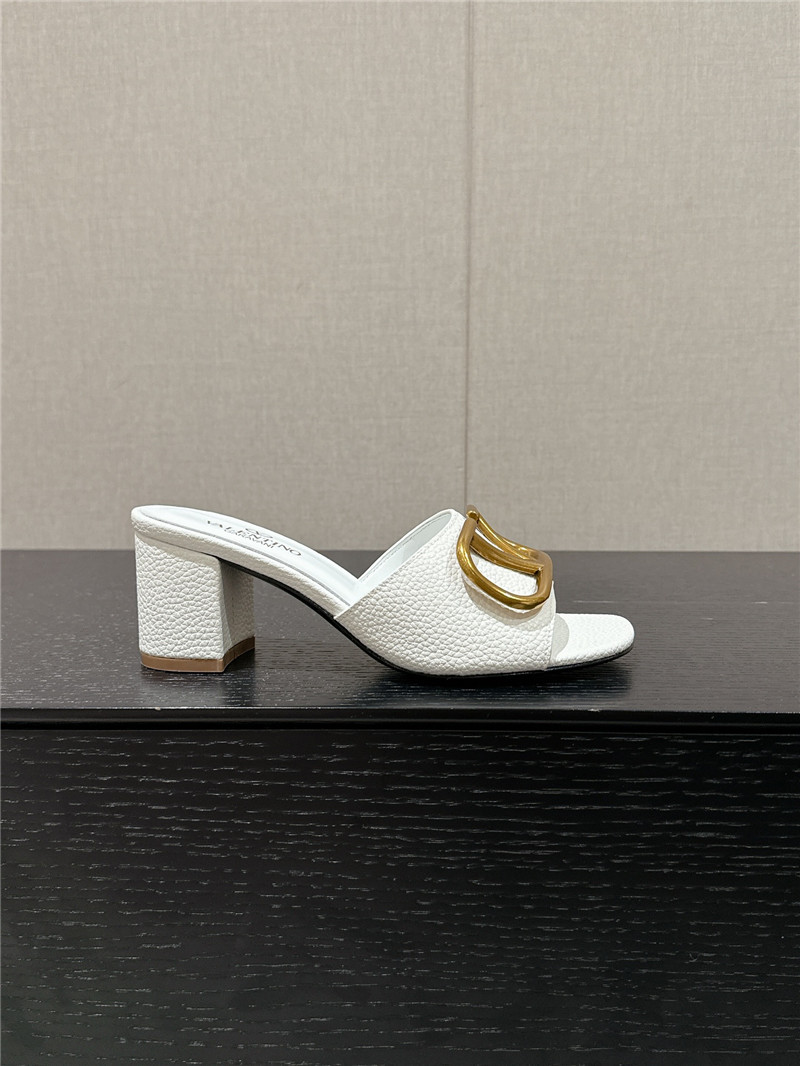 Va1e*ntin0 vlogo signature white leather slide sandals 60mm