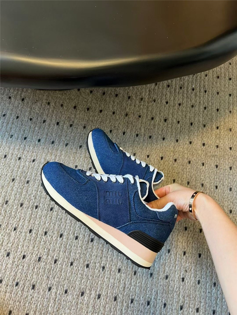 Miu Miu Plume Suede Sneakers Blue