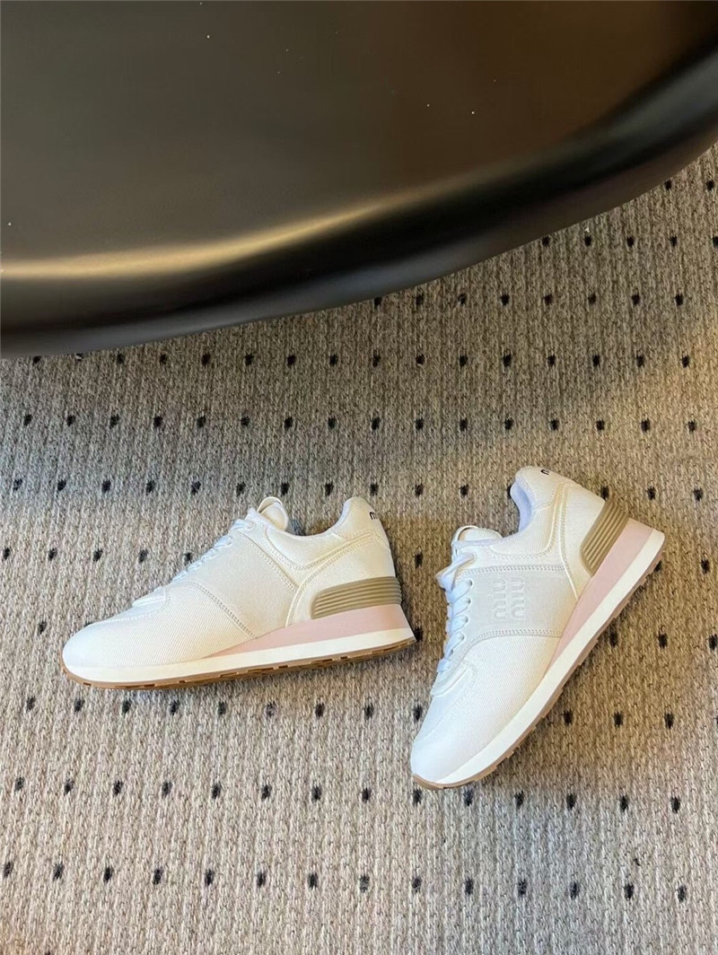 Miu Miu Plume Suede Sneakers White