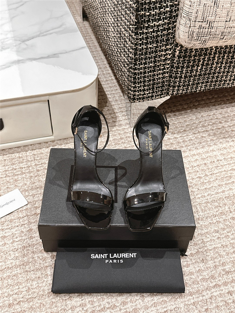 Sa1nt Lau*nt amber sandals black patent leather