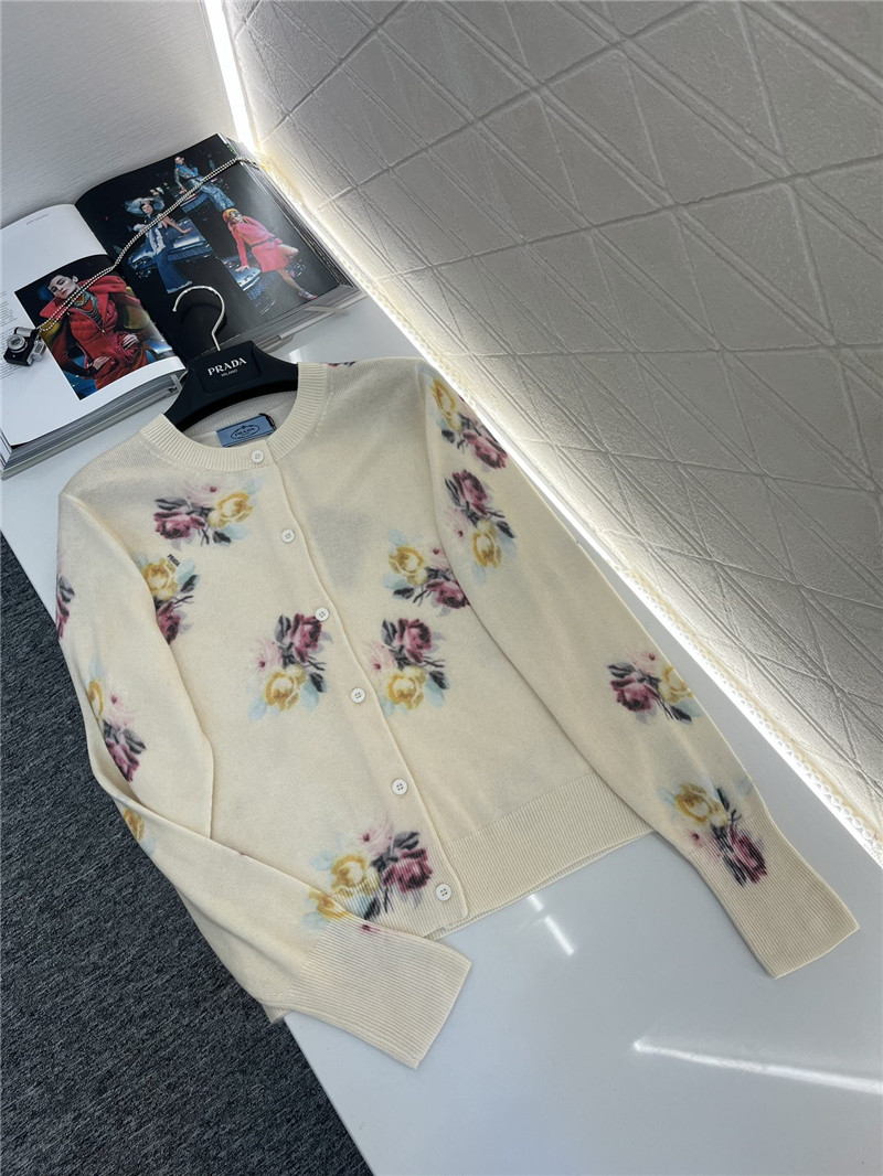 Pra*a floral print wool cardigan
