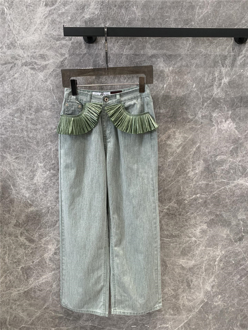 L0ew* fringe denim trousers replica clothing sites