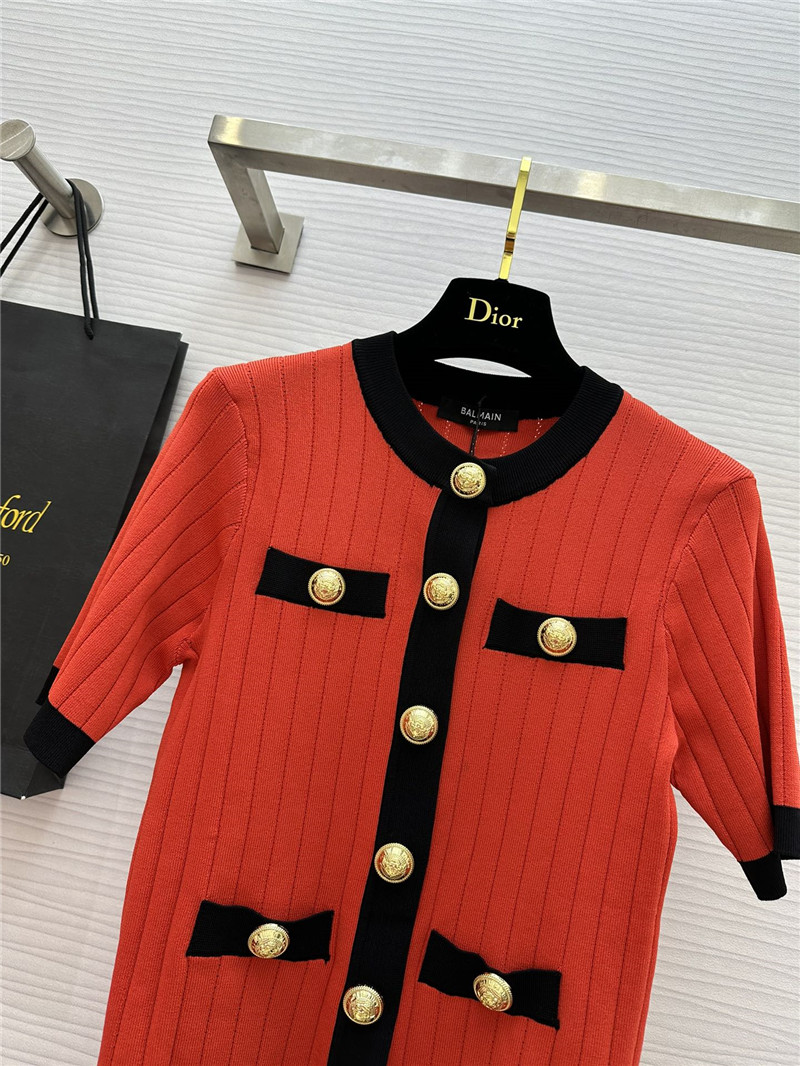Balmain Red Cropped Cardigan Red
